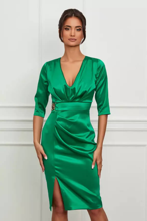 rochie verde midi eleganta croi conic
