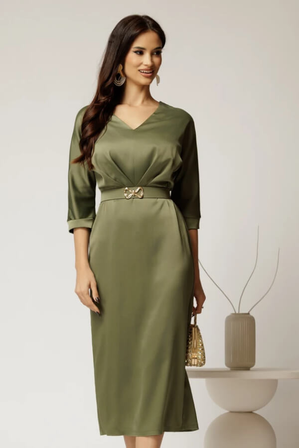 rochie dama midi verde satinata rochie dama midi verde satinata