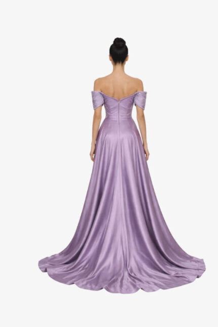 rochie tip sirena mov regal cu pietre stralucitoare