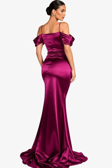 rochie de seara cu pietre din satin