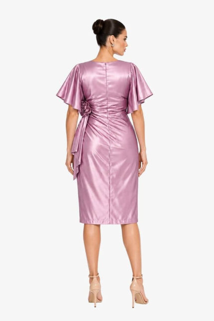 rochie eleganta marimi mari roz satin